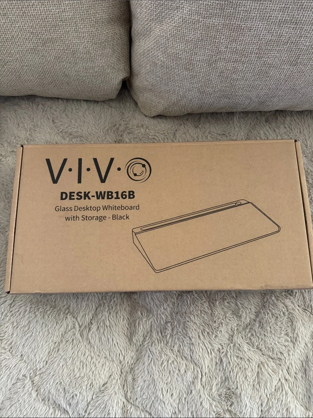 Vivo Black Glass Desktop Whiteboard with Integrated Storage